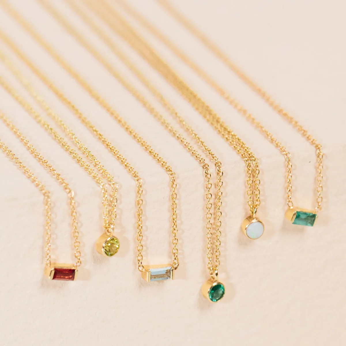 14k Aquamarine Baguette Necklace | March Birthstone