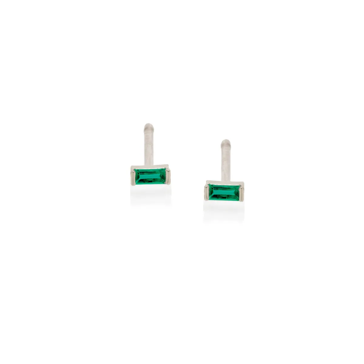 14k Emerald Baguette Studs | May Birthstone