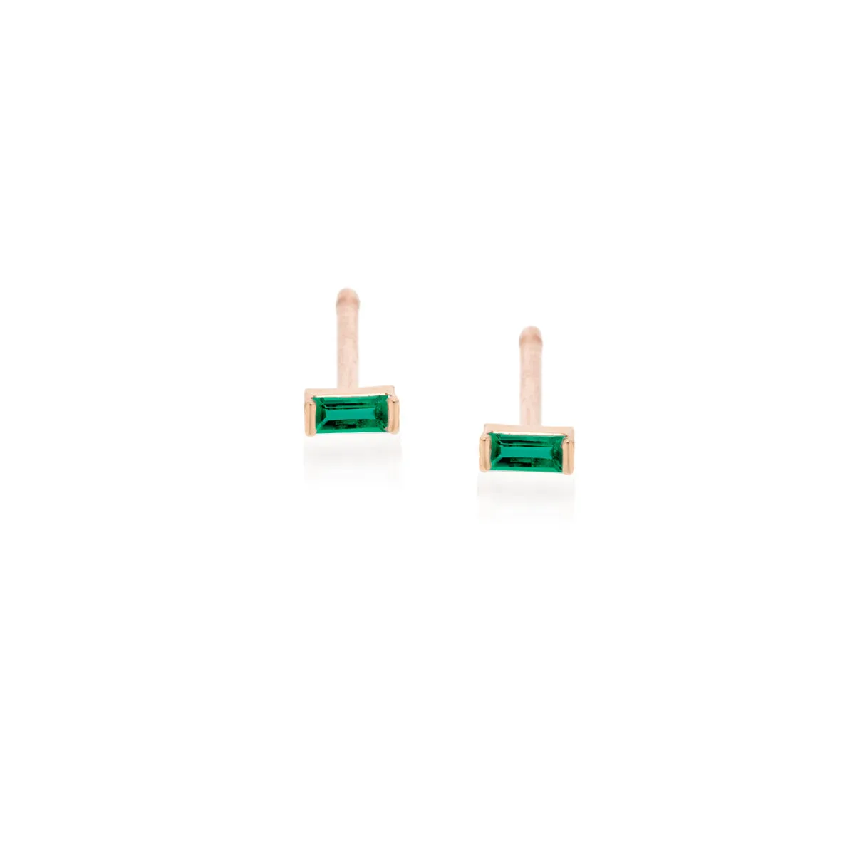 14k Emerald Baguette Studs | May Birthstone