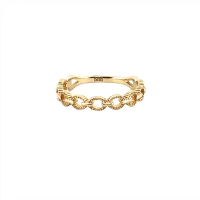 14K Gold Art Deco Chain Link Fashion Band