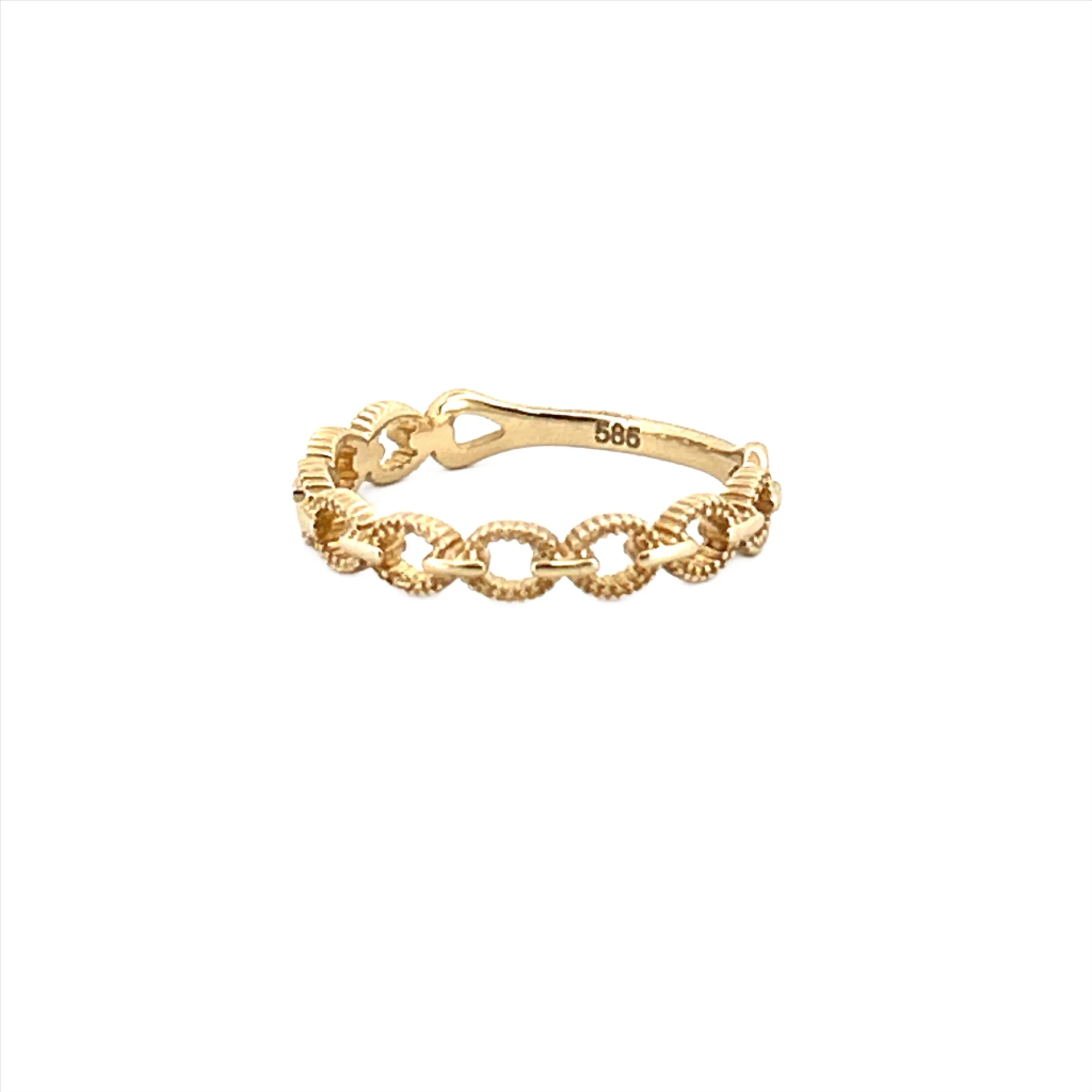 14K Gold Art Deco Chain Link Fashion Band