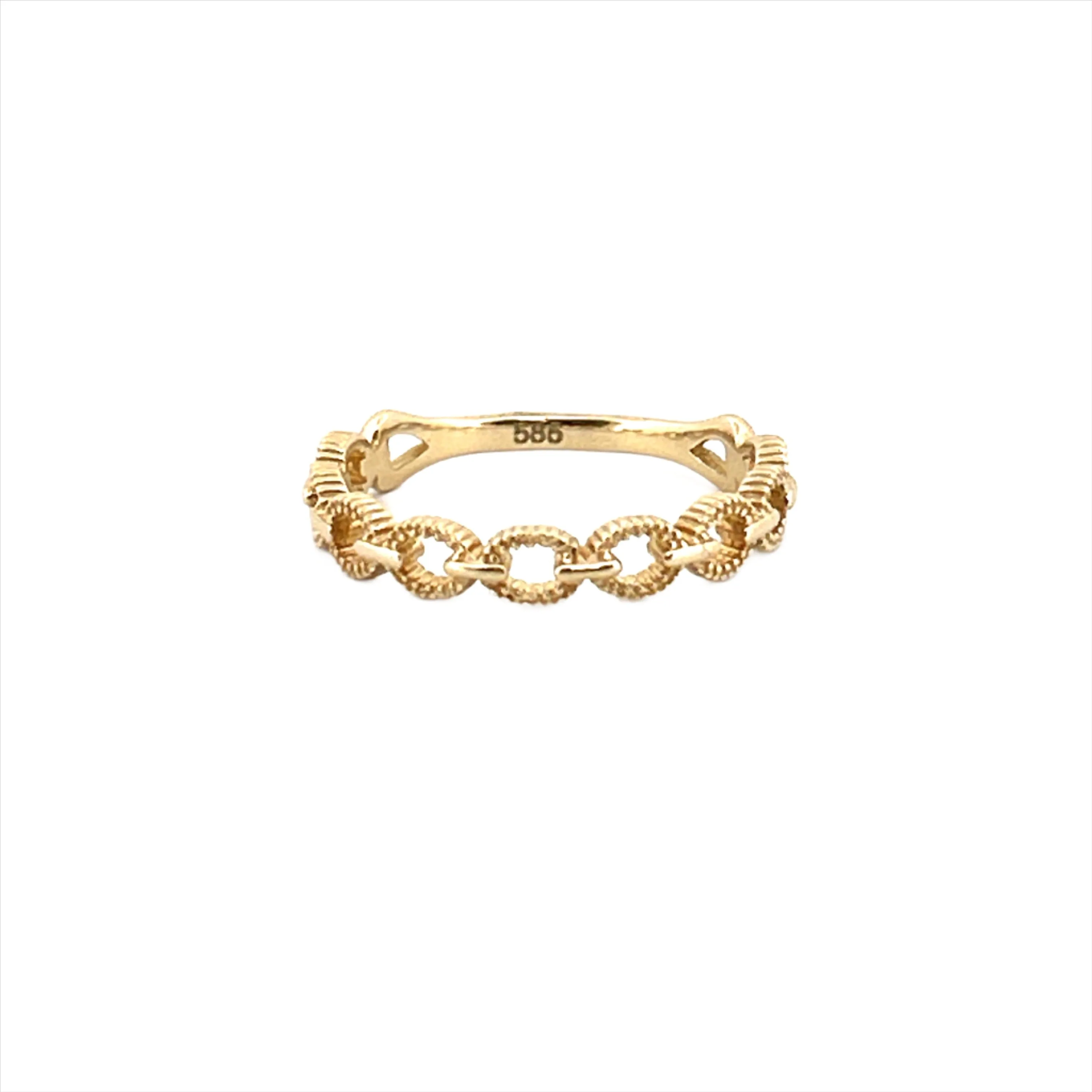 14K Gold Art Deco Chain Link Fashion Band