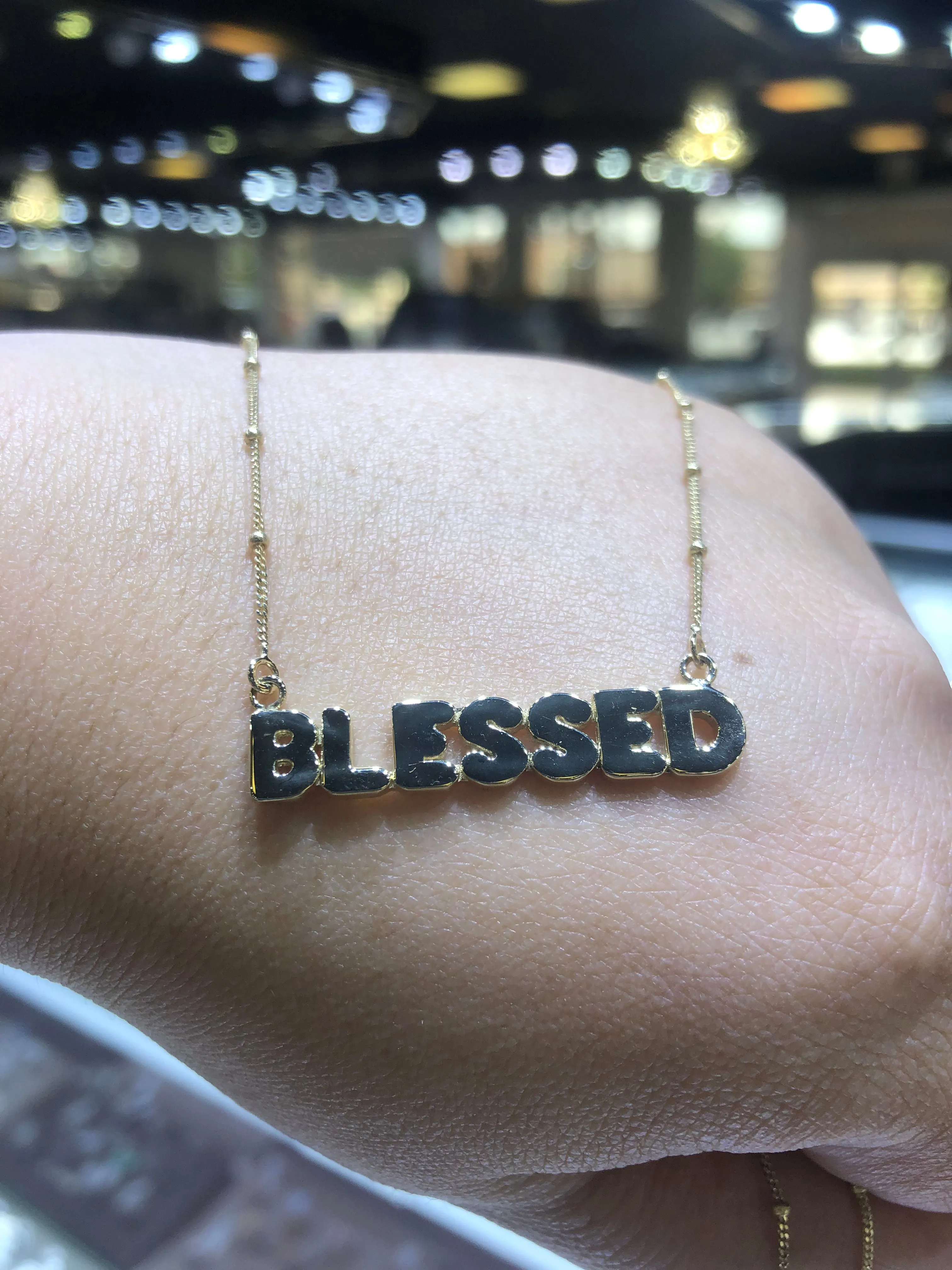 14K Gold 'BLESSED' with Ball Chain