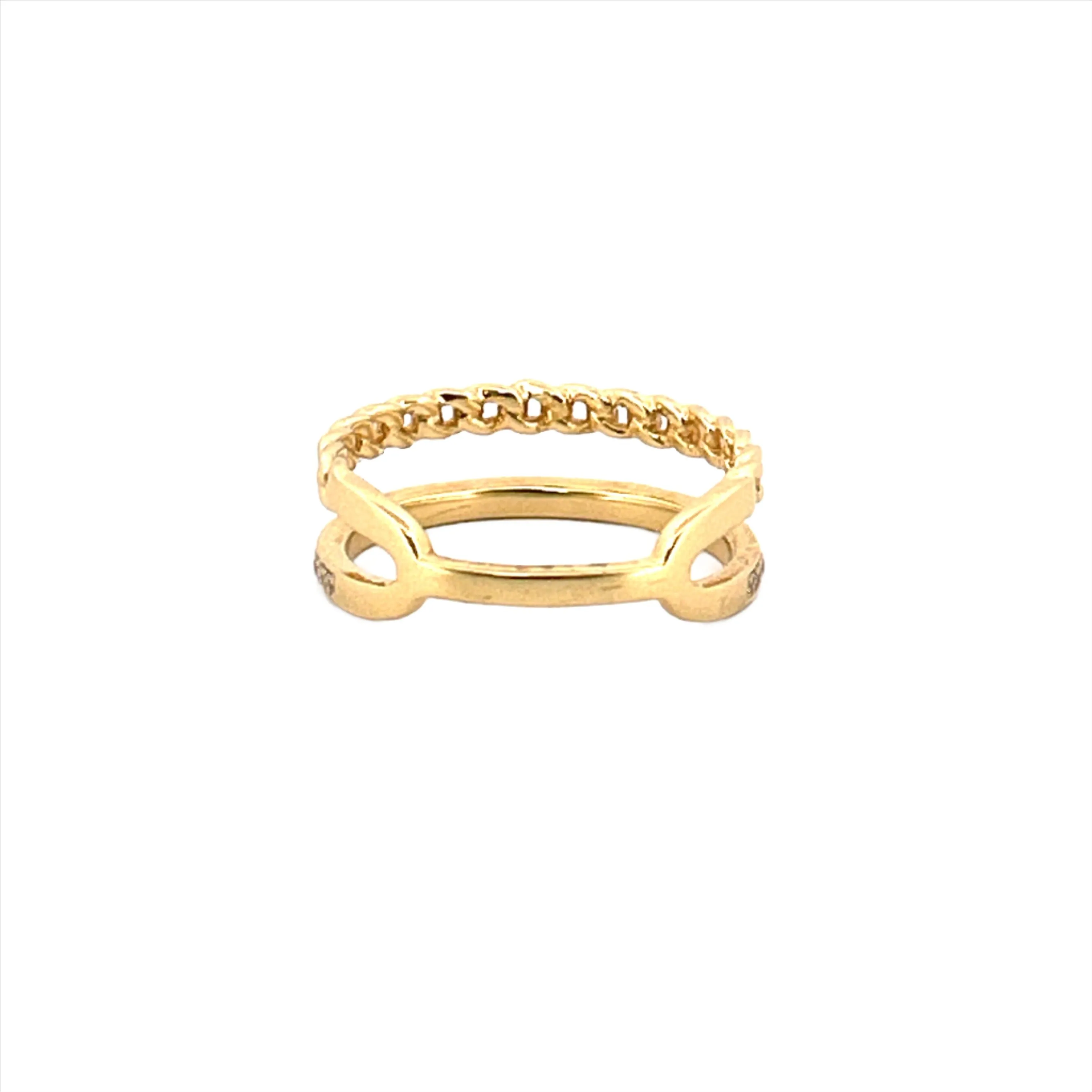 14K Gold Channel and Cuban Diamond Ring