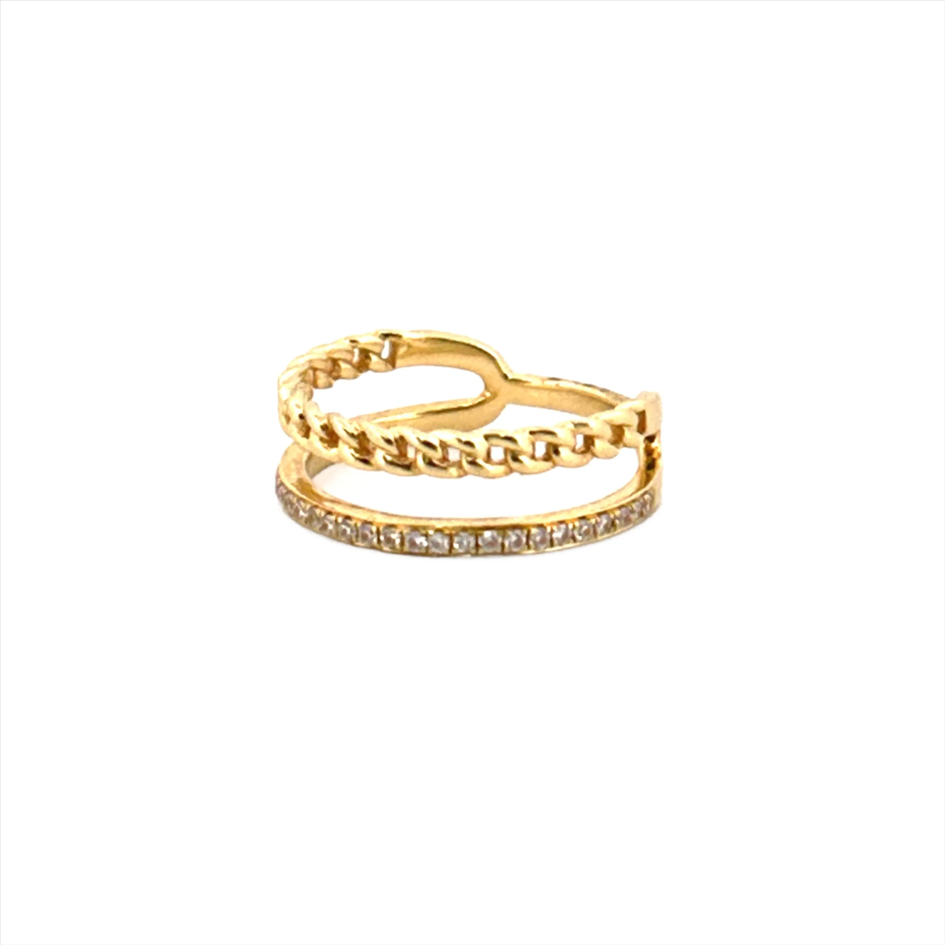 14K Gold Channel and Cuban Diamond Ring