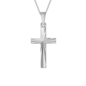 14k Gold Diamond-Cut Cross Pendant Necklace