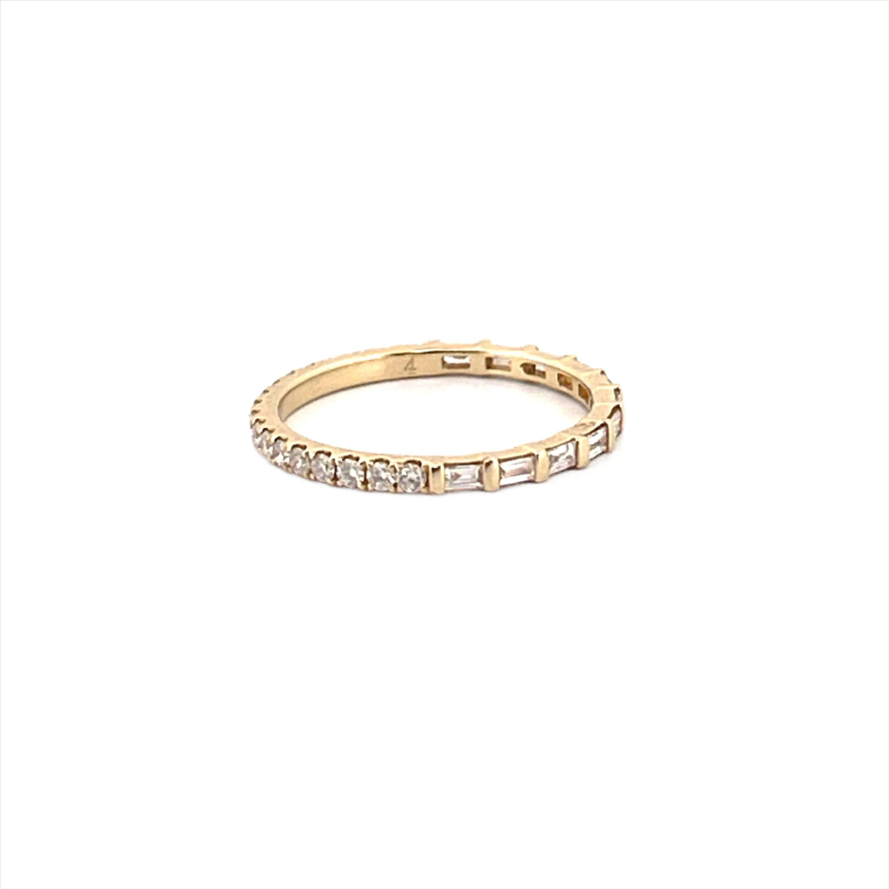 14K Gold Half Baguette Half Round Diamond Eternity Band