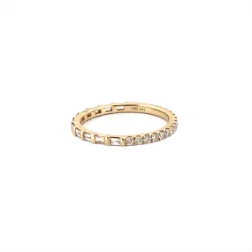 14K Gold Half Baguette Half Round Diamond Eternity Band