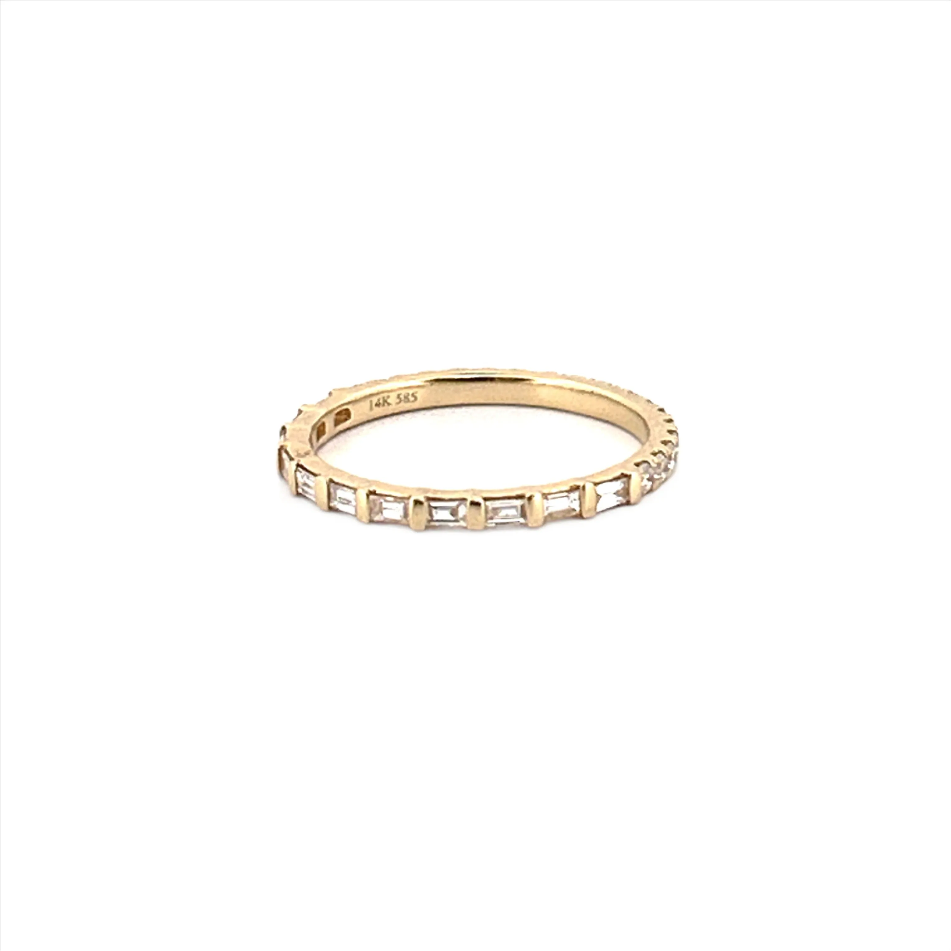 14K Gold Half Baguette Half Round Diamond Eternity Band