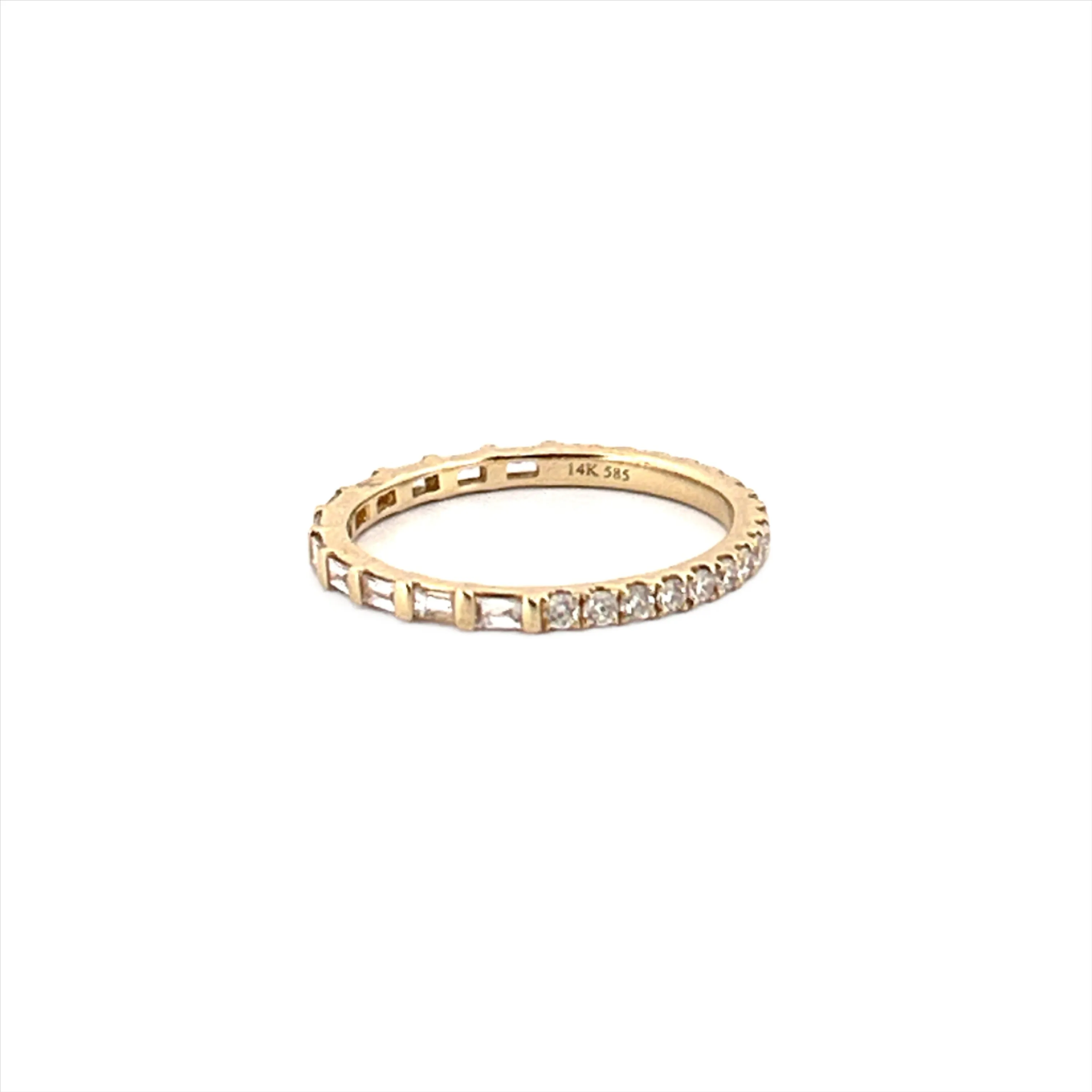 14K Gold Half Baguette Half Round Diamond Eternity Band