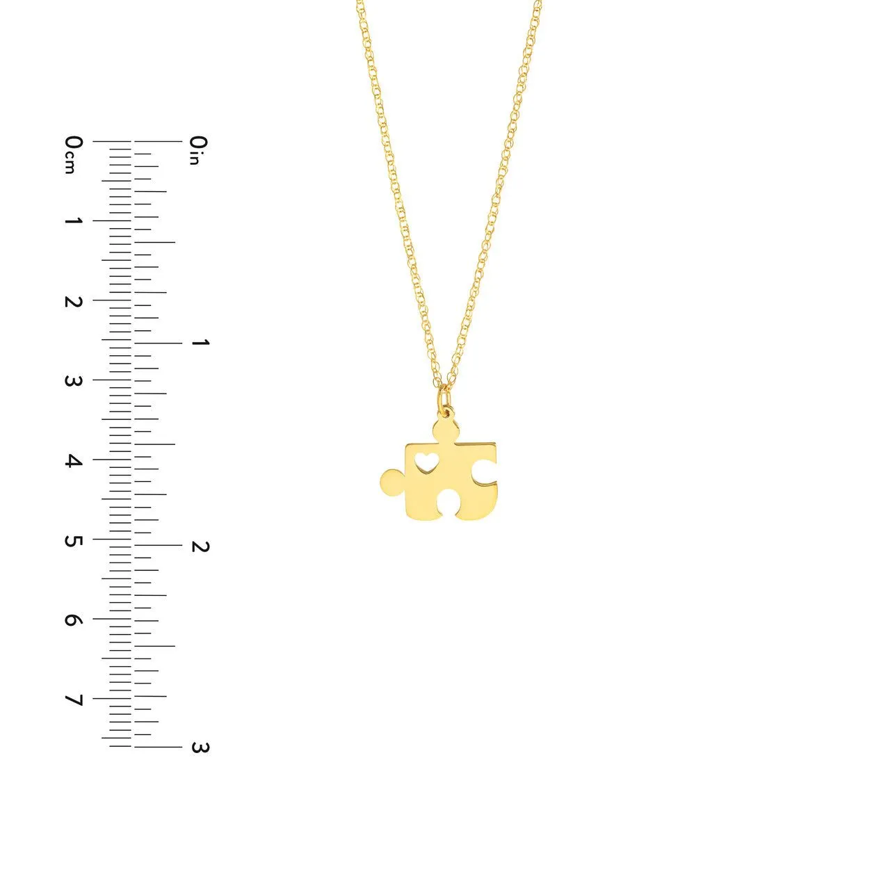 14K Gold Hollow Heart Puzzle Piece Pendant