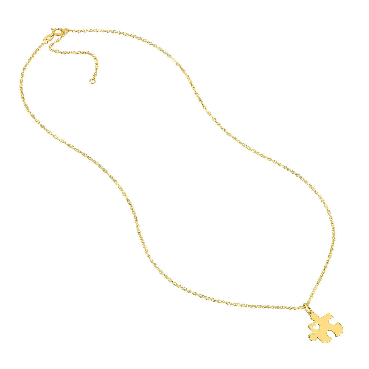 14K Gold Hollow Heart Puzzle Piece Pendant