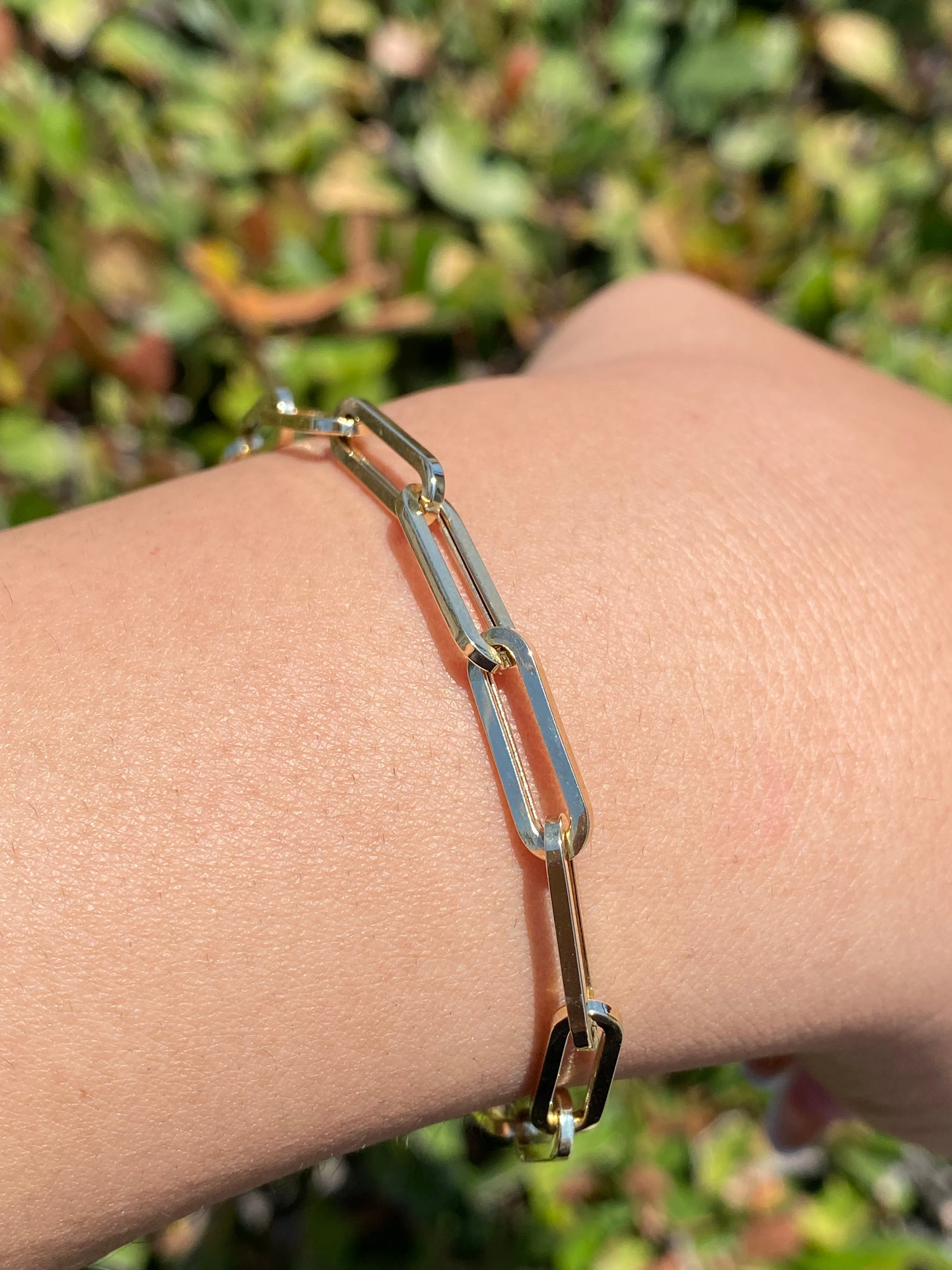 14K Gold Large Paperclip Bracelet