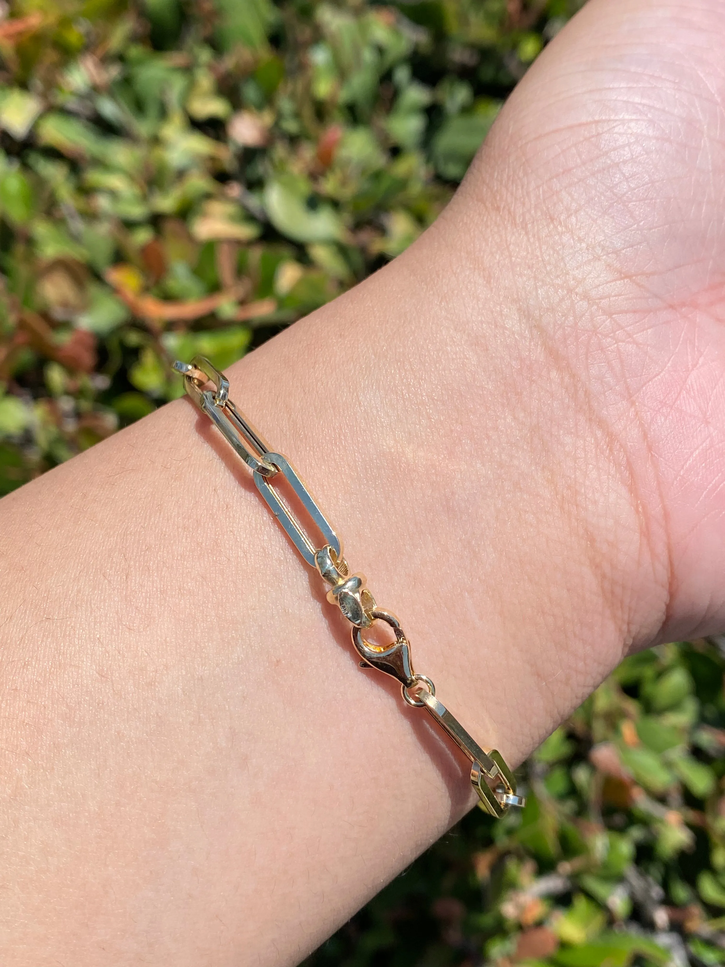 14K Gold Large Paperclip Bracelet