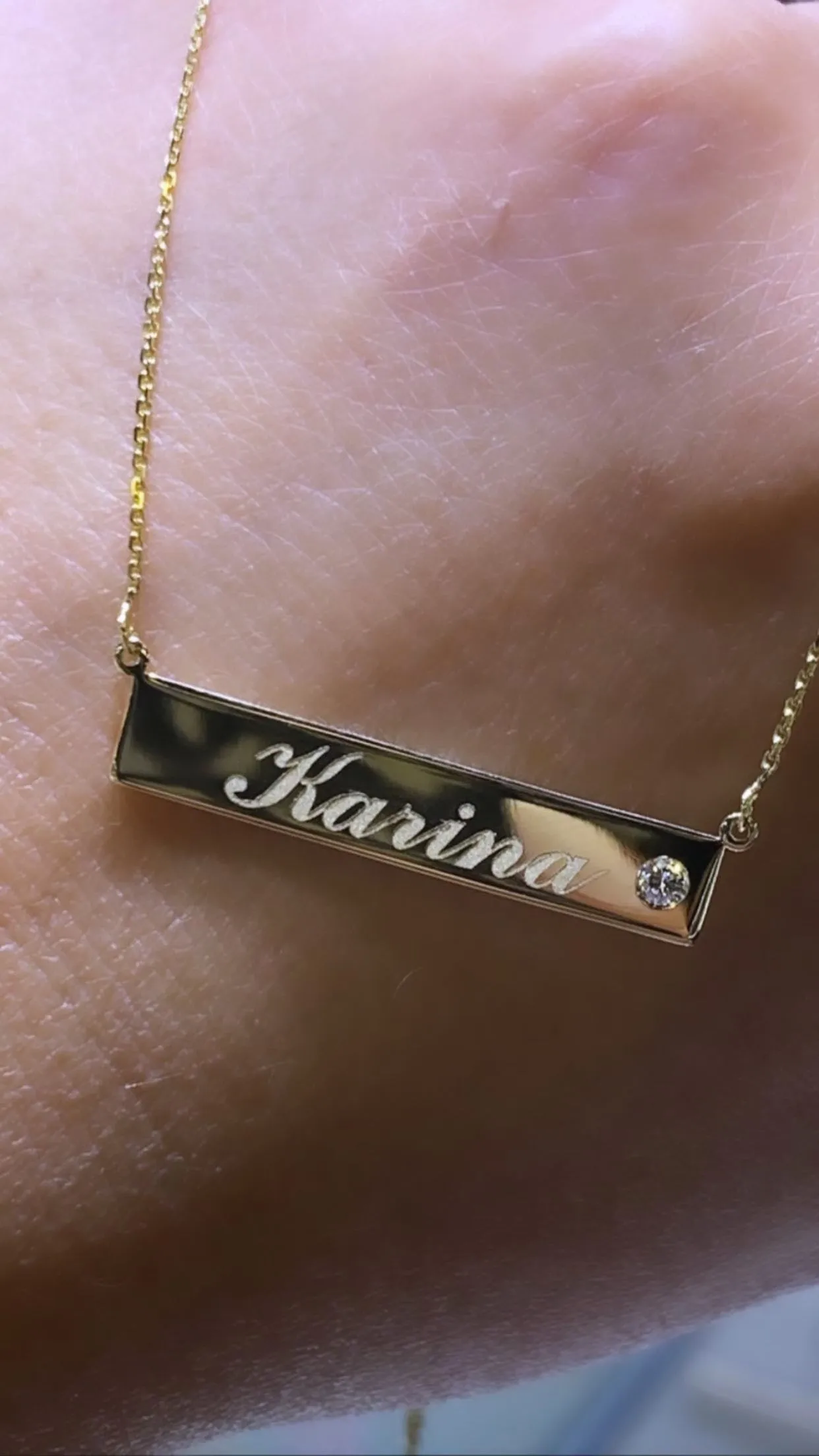 14K Gold Personalized Bar Necklace