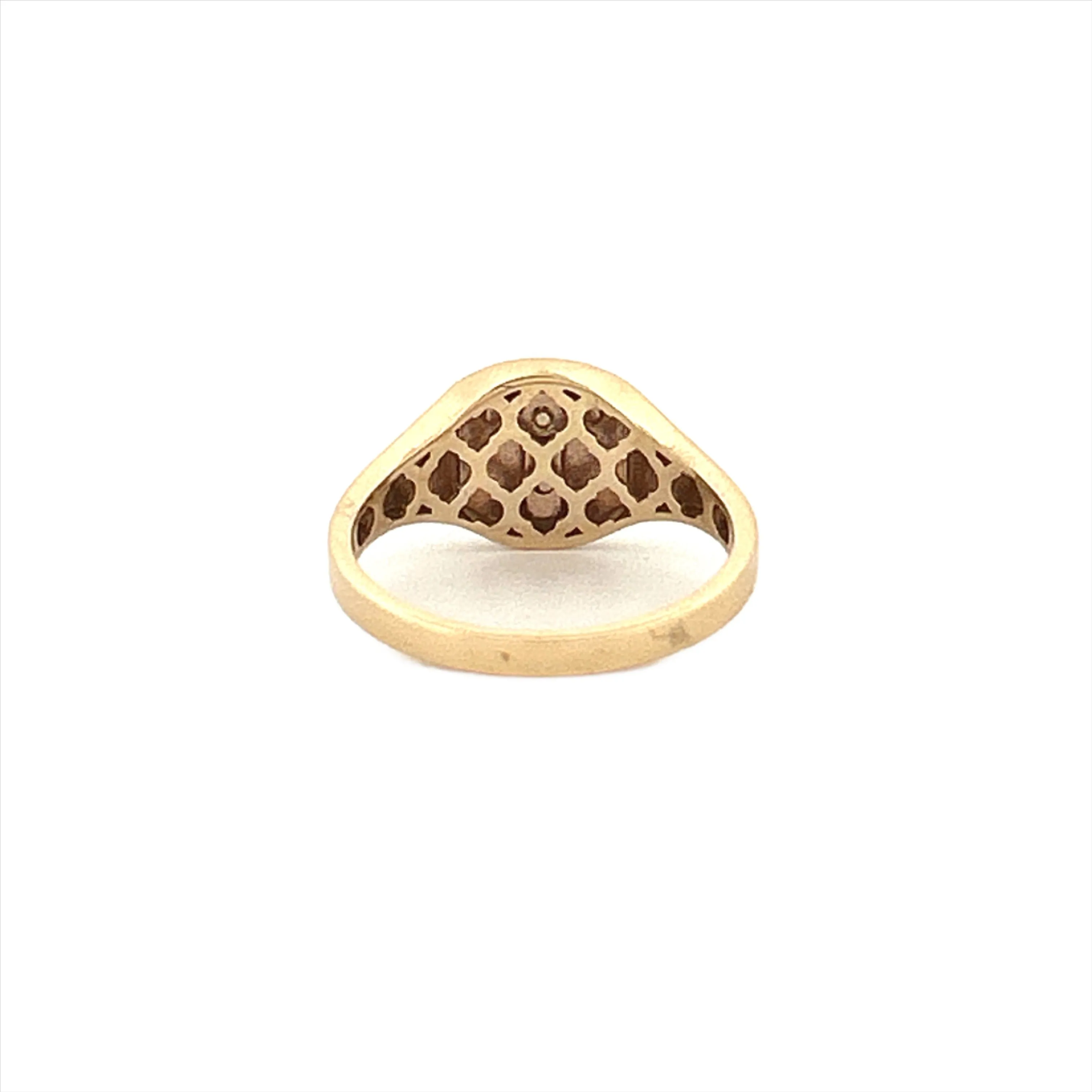 14K Gold Personalized Diamond Initial Raised Signet Band