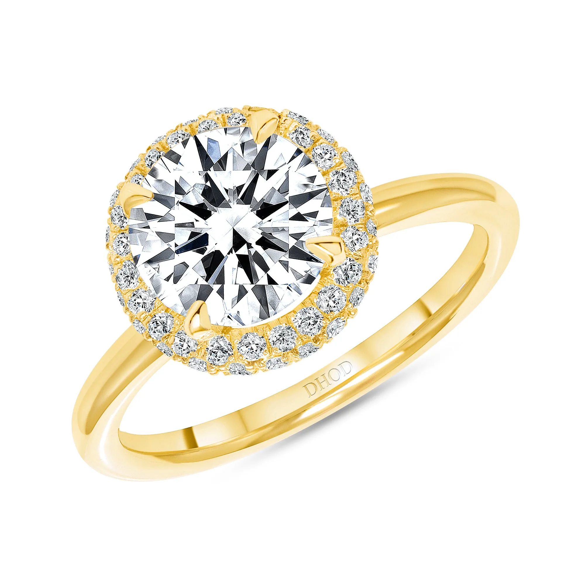 14K Gold Round Forever One Moissanite Engagement Ring