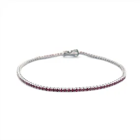 14K Gold Ruby Color Stoned Tennis Bracelet