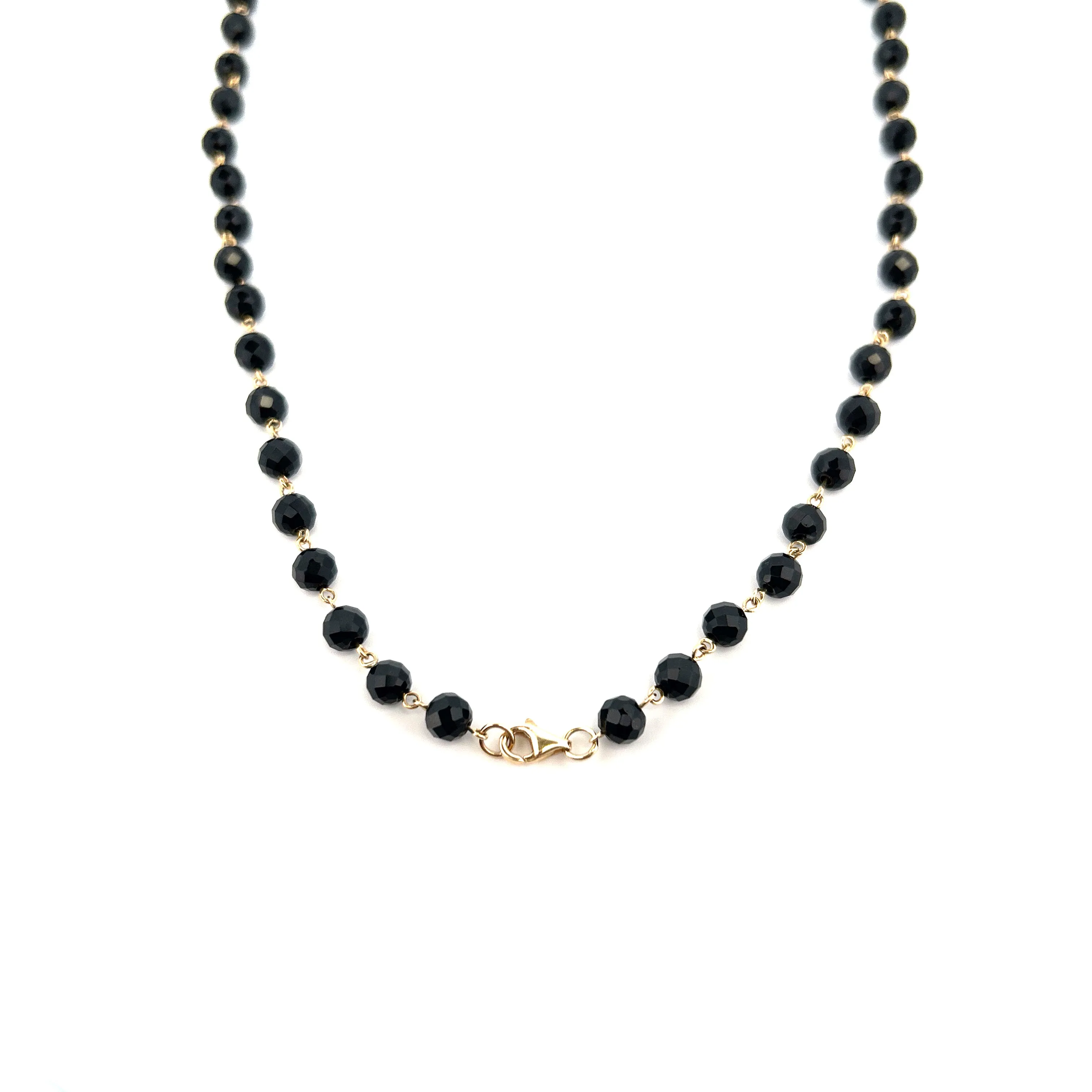 14K Gold Spaced Black Spinel Necklace