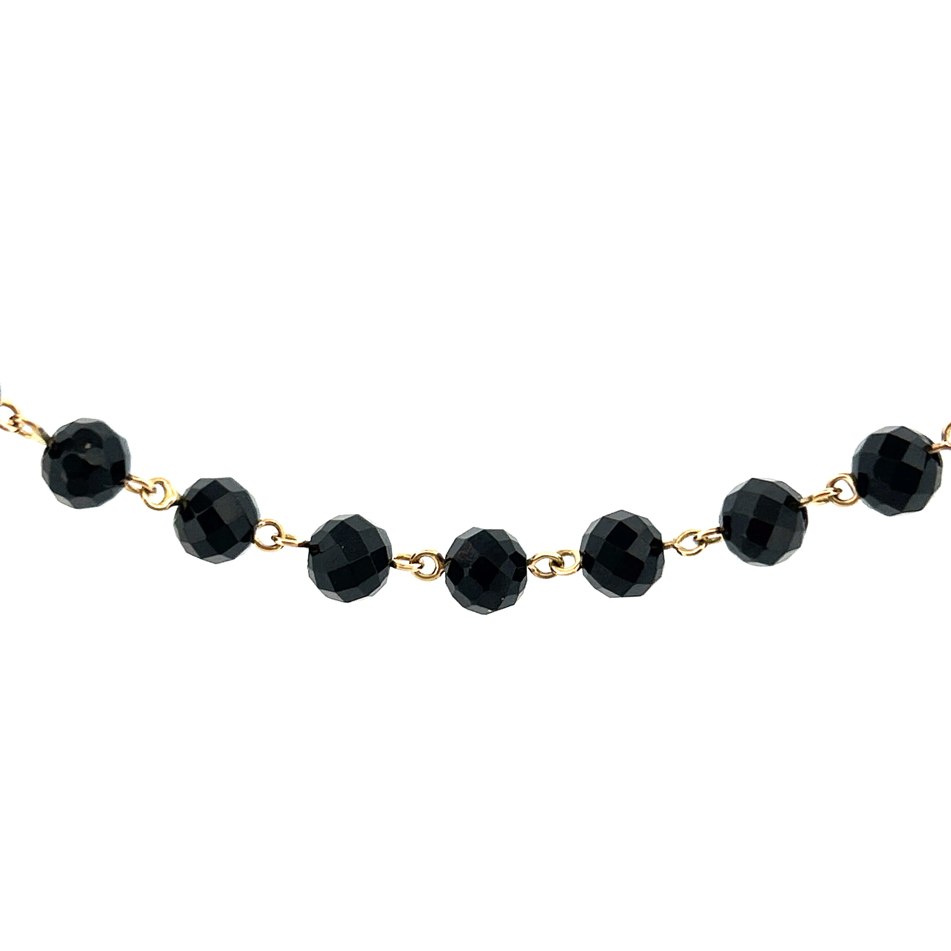 14K Gold Spaced Black Spinel Necklace