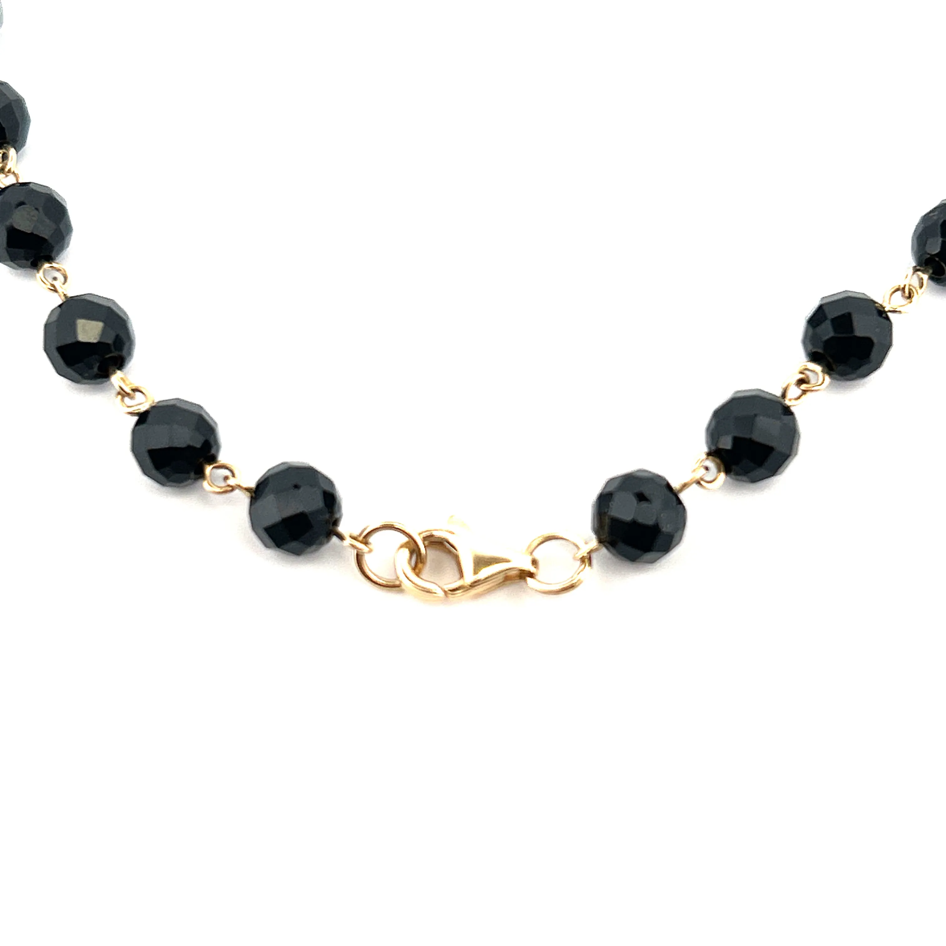 14K Gold Spaced Black Spinel Necklace