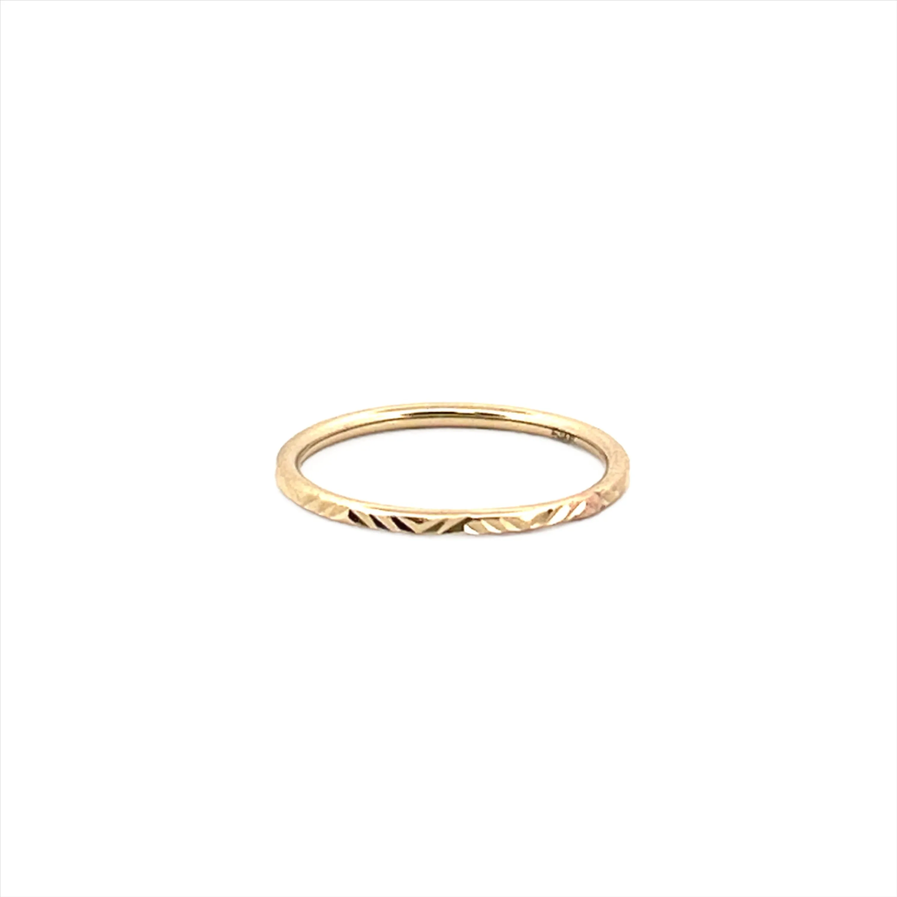 14K Gold Wave Diamond Cut Fashion Band