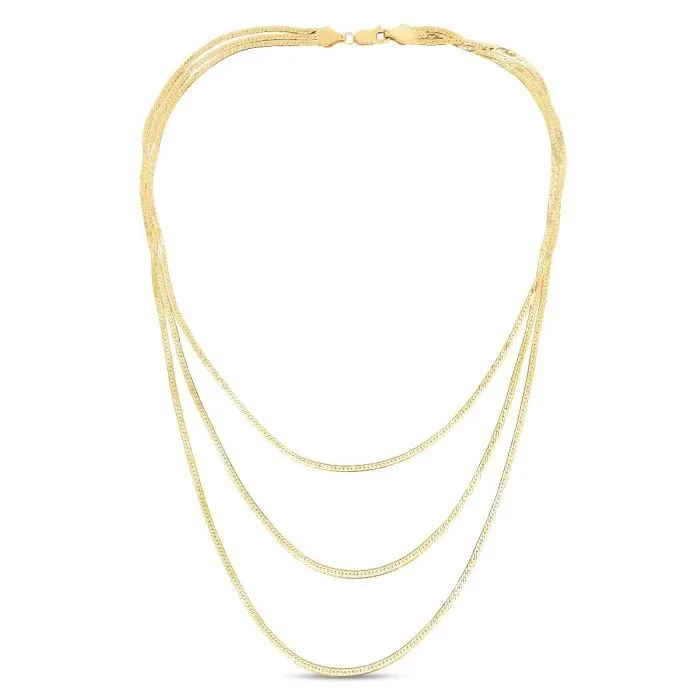 14K Multi-strand Herringbone Necklace