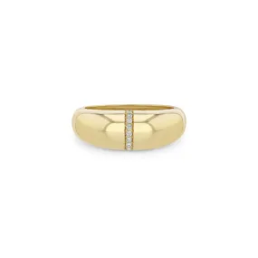 14k Pavé Diamond Line Small Aura Ring