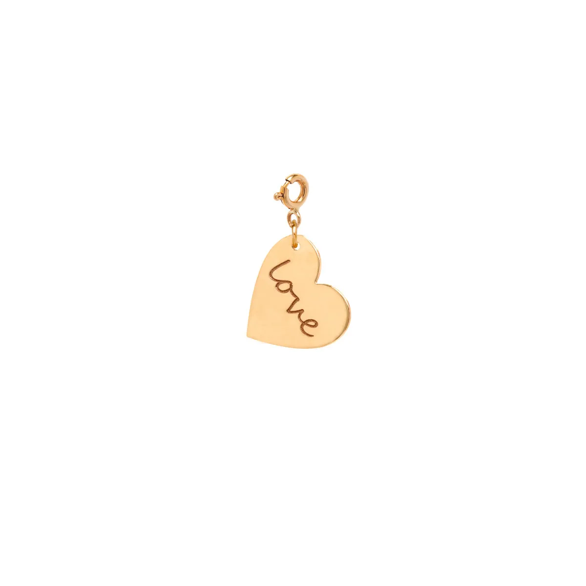 14k Single LOVE Medium Heart Charm Pendant