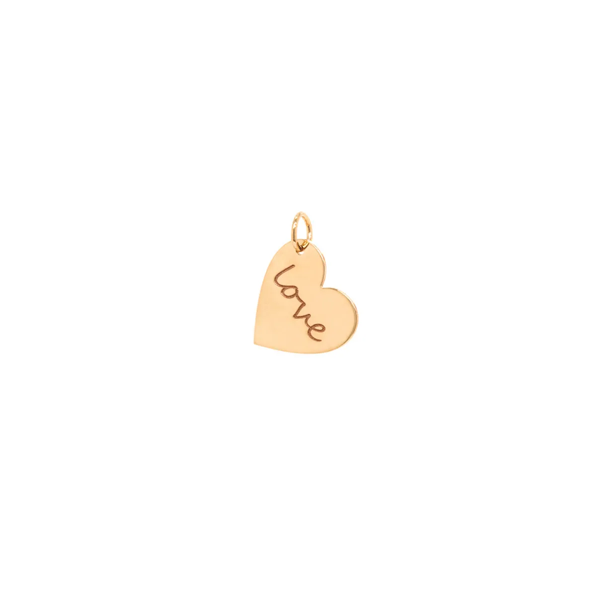 14k Single LOVE Medium Heart Charm Pendant