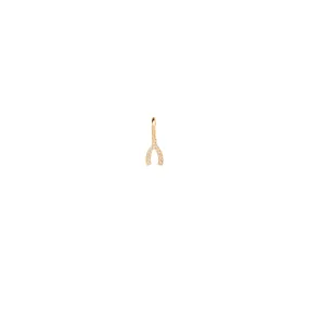 14k Single Midi Bitty Pavé Diamond Wishbone Charm