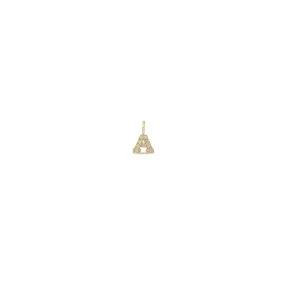 14k Single Pavé Diamond Initial Letter Charm Pendant