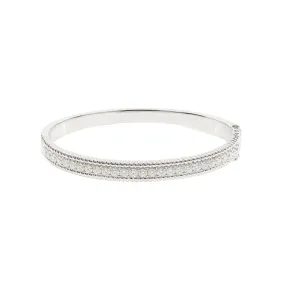 14K WHITE GOLD HINGED DIAMOND BANGLE BRACELET 2.22CTW