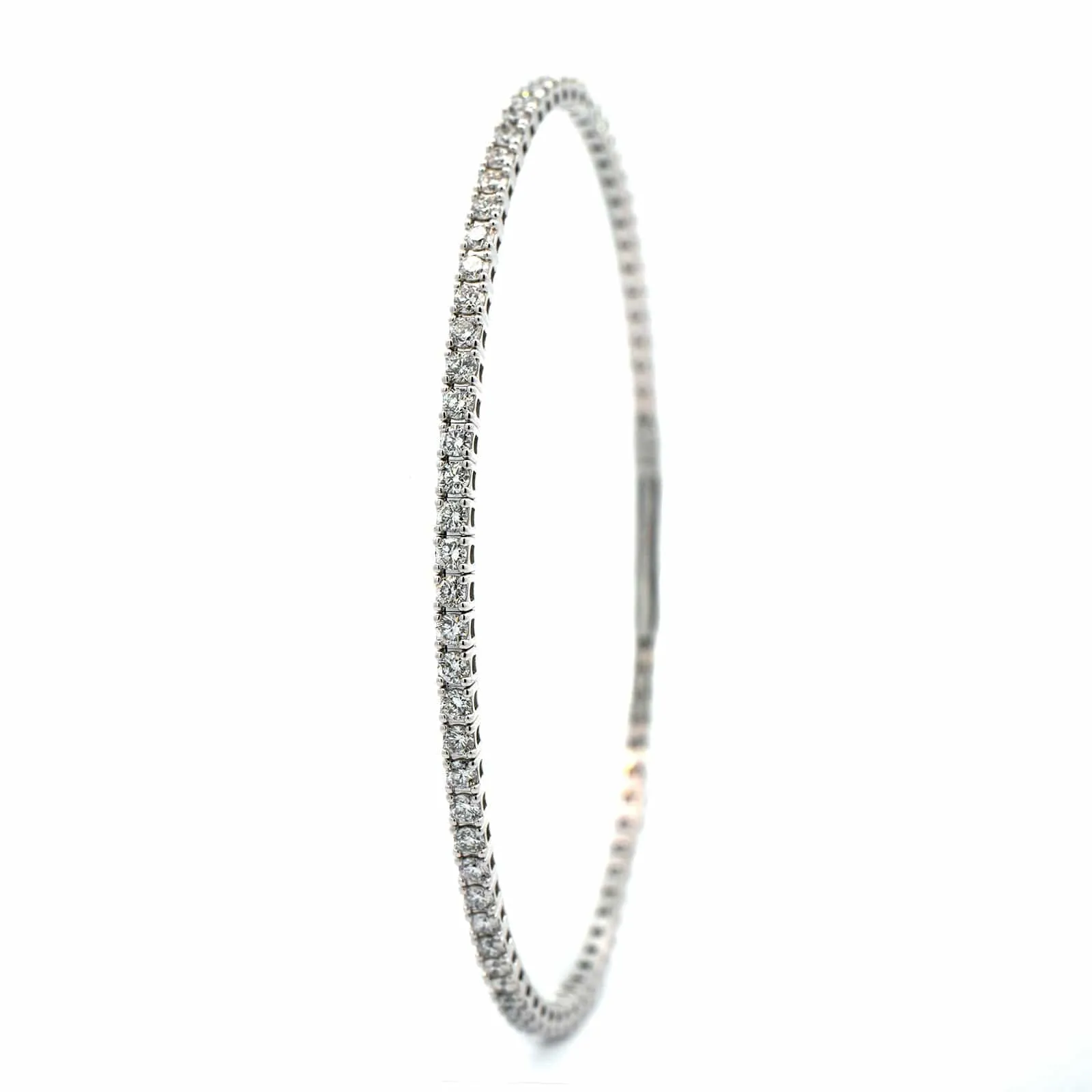 14K White Gold Prongset Diamond Flex Bracelet