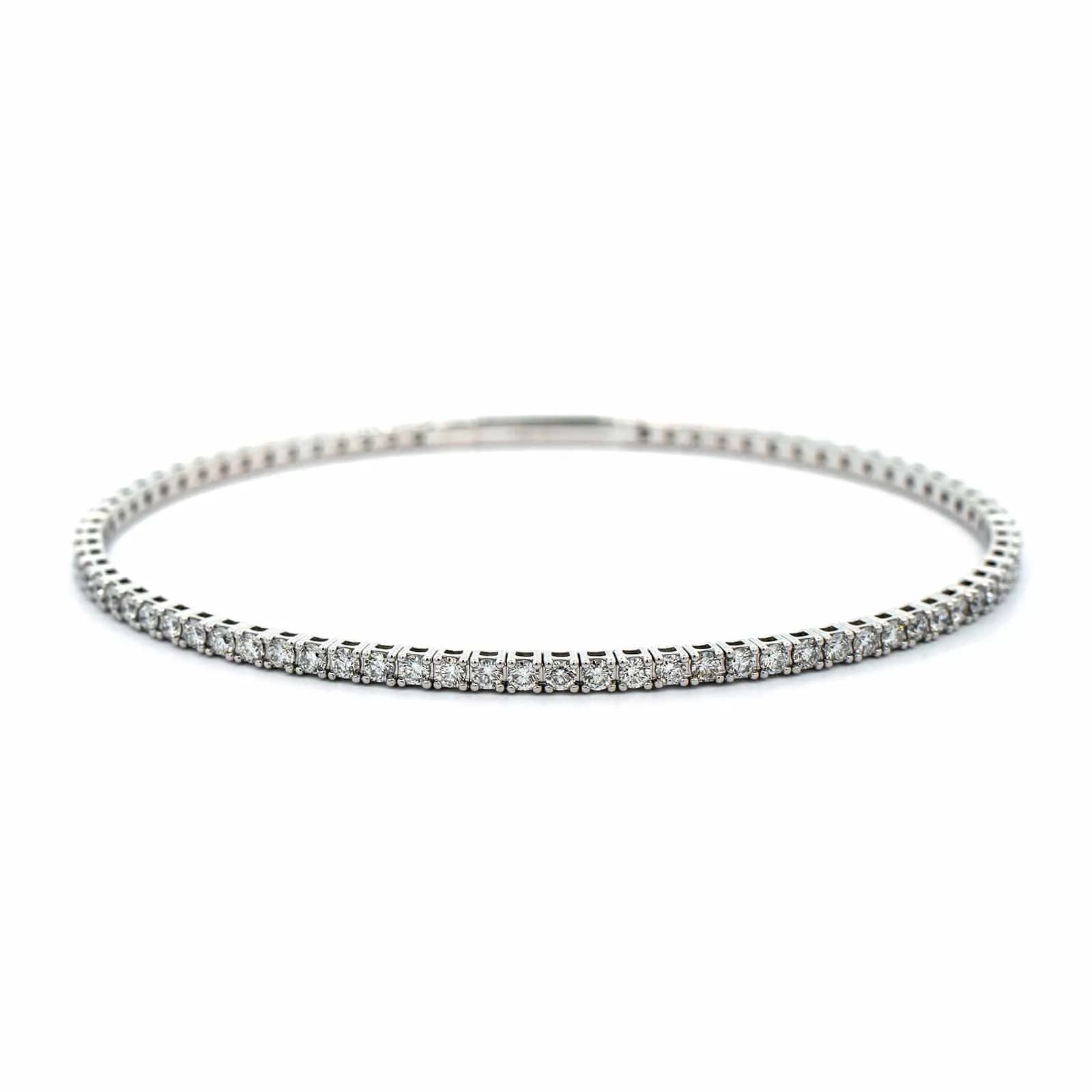 14K White Gold Prongset Diamond Flex Bracelet