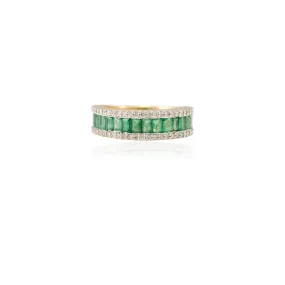 18K Gold Emerald Half Eternity Band