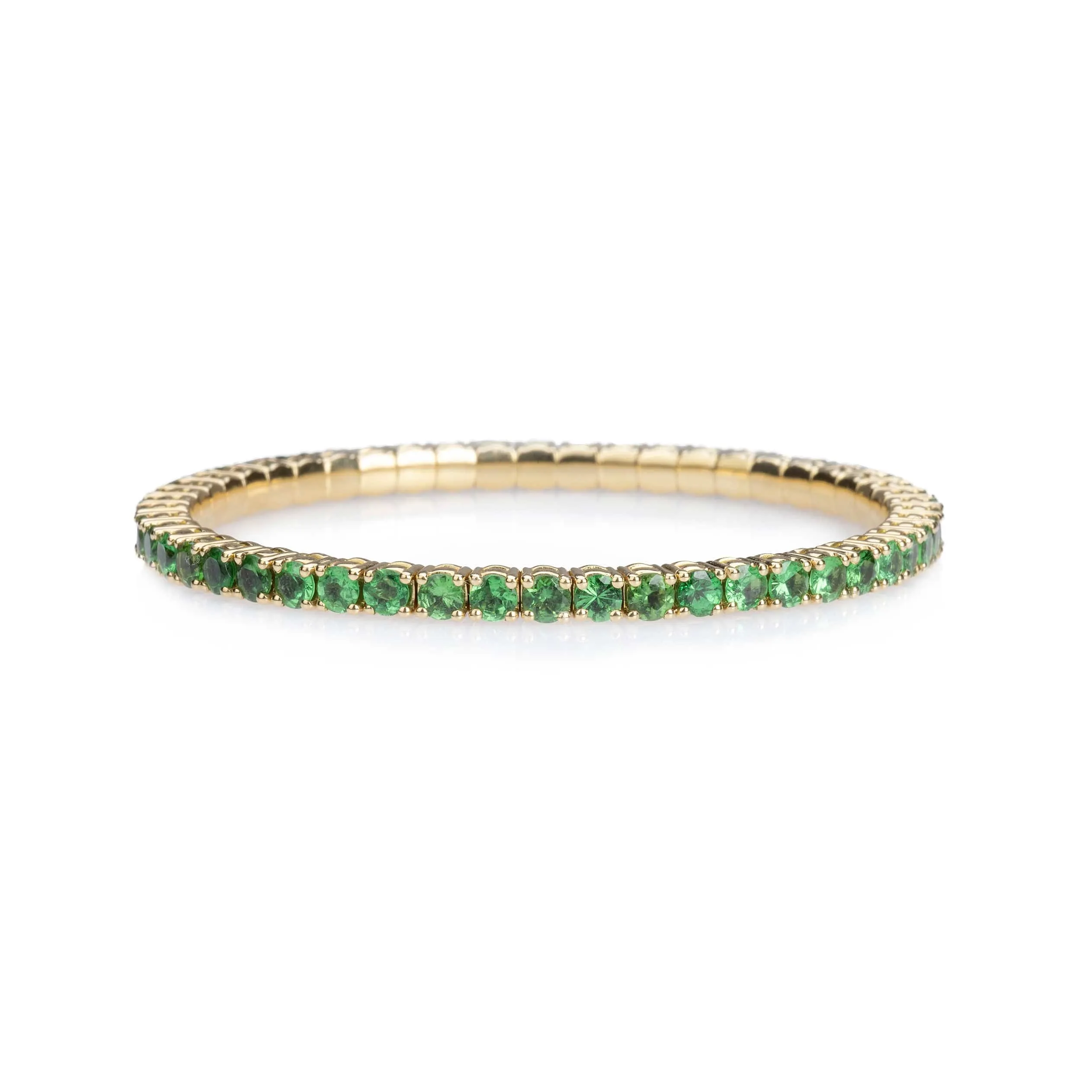 18K Gold Stretch & Stack Green Tsavorite Tennis Bracelet, 2.25-8.58 Carats