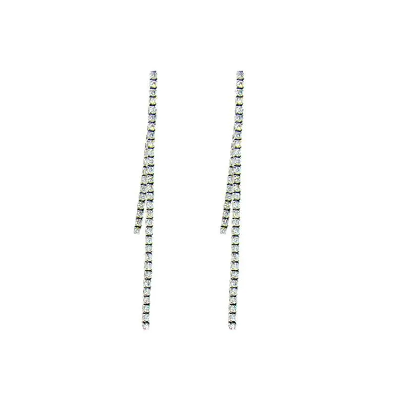 18KT W/G  Diamond Stiletto Earrings