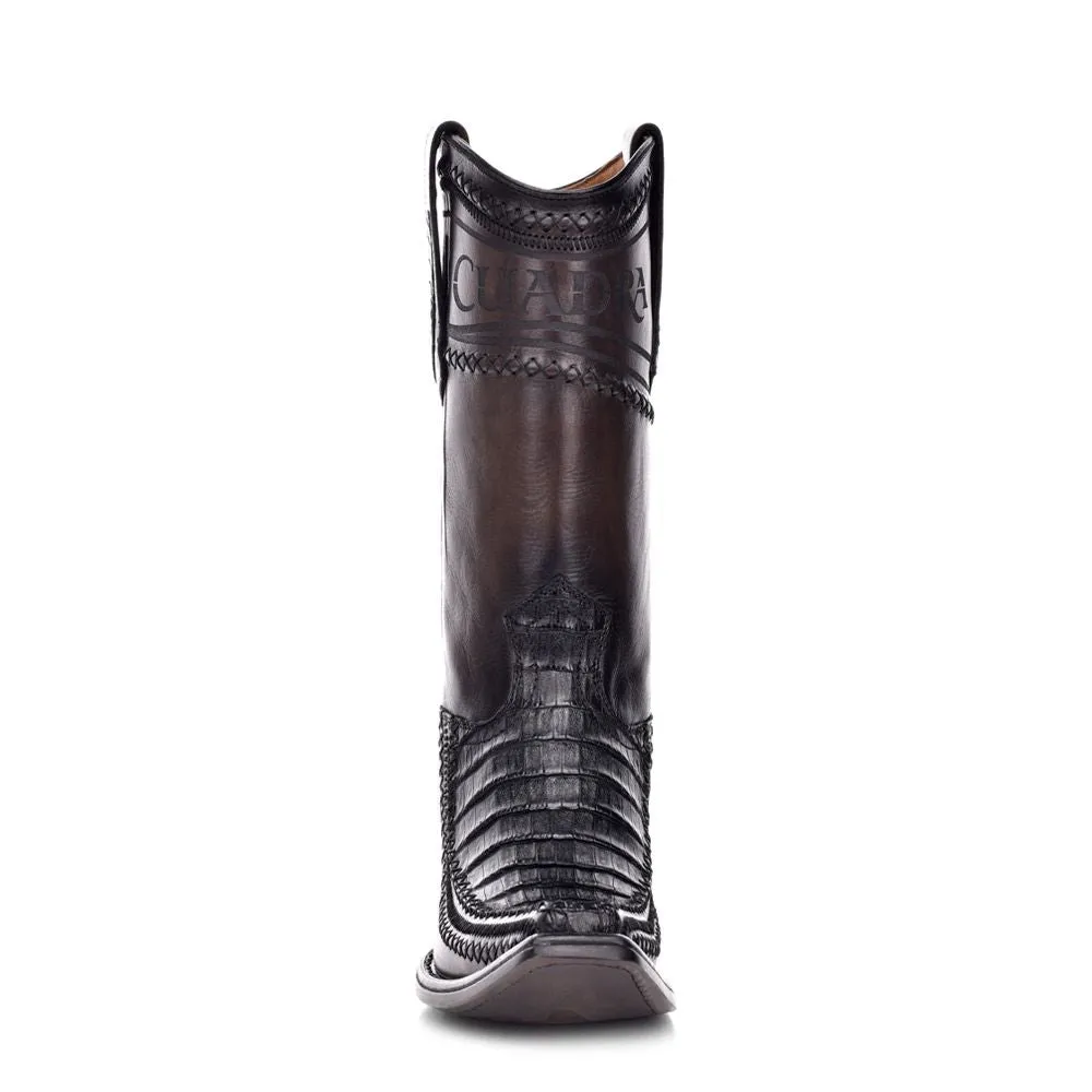 1B1AFC - Cuadra black fashion cowboy exotic caiman leather boots for men