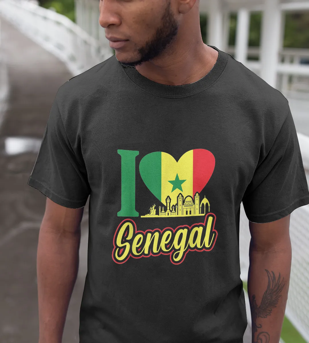 1sttheworld T-Shirt - I Heart Senegal Flag T-Shirt Black A35