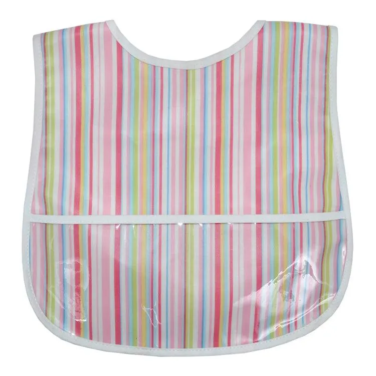 3 Martha's Laminated Bib, Pink Stripe