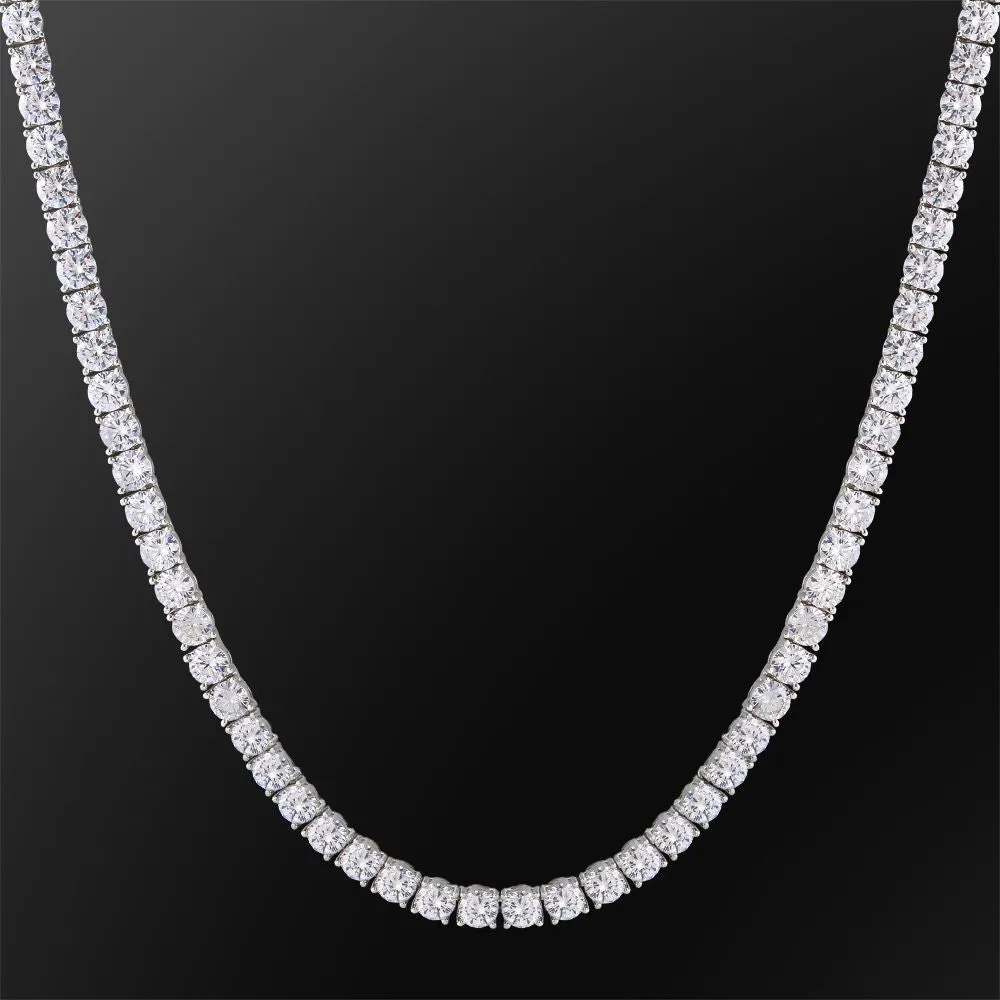 6mm White Gold CZ Diamond Mens Tennis Chain Necklace KRKC