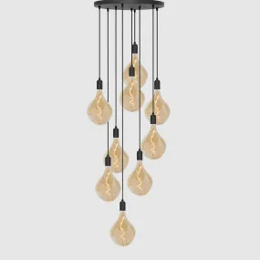 9 Drop Chandelier Light   Designer 180mm Amber