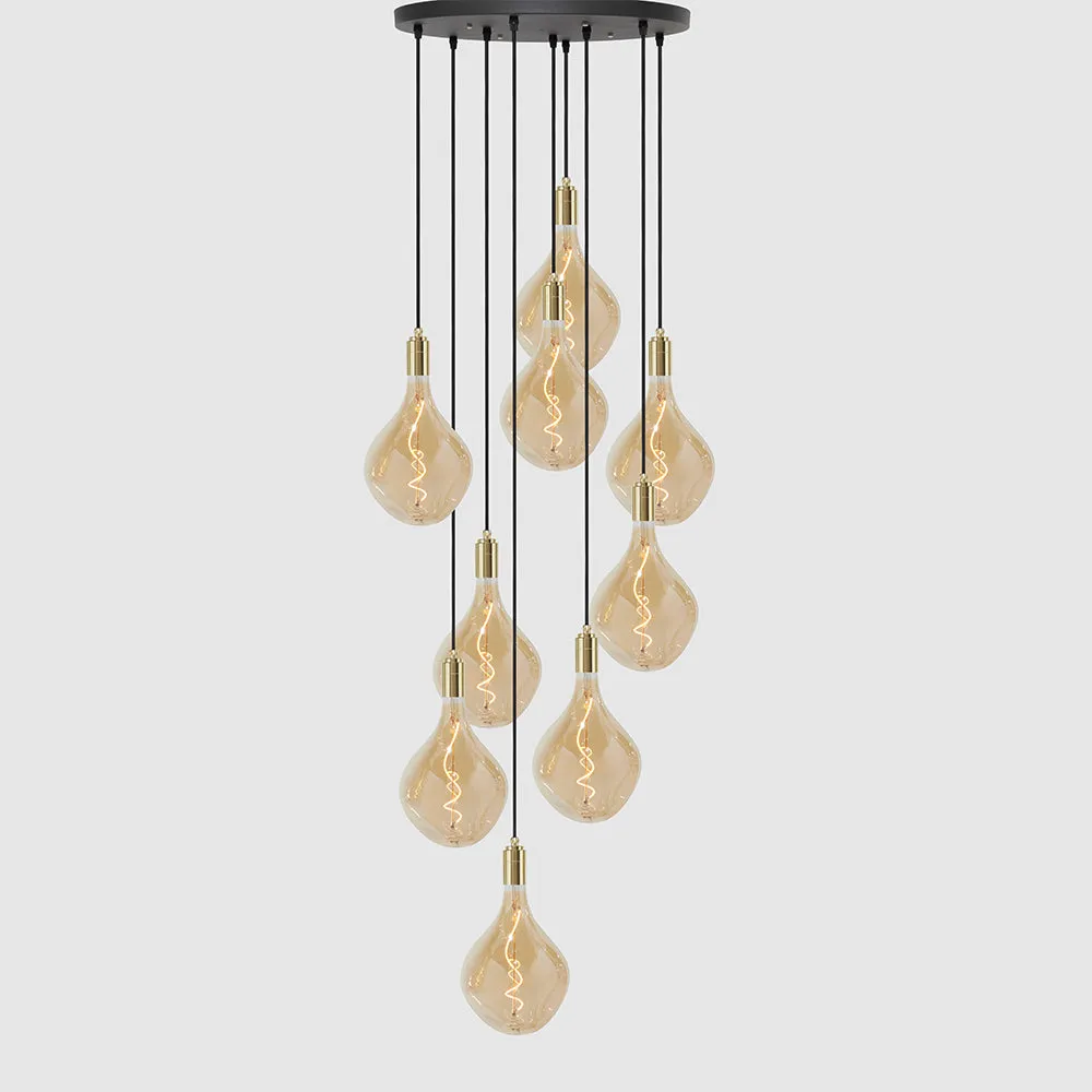 9 Drop Chandelier Light   Designer 180mm Amber