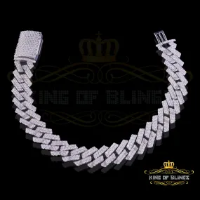 925 Silver 23.8ct Cubic Zirconia White Cuban Men's Bracelet SZ 9 inch/14mm Width