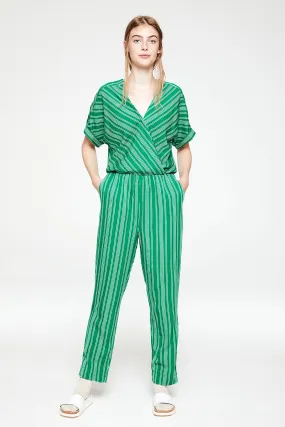 aarabella pair of stripes jumpsuit garden green <br> by ARMEDANGELS