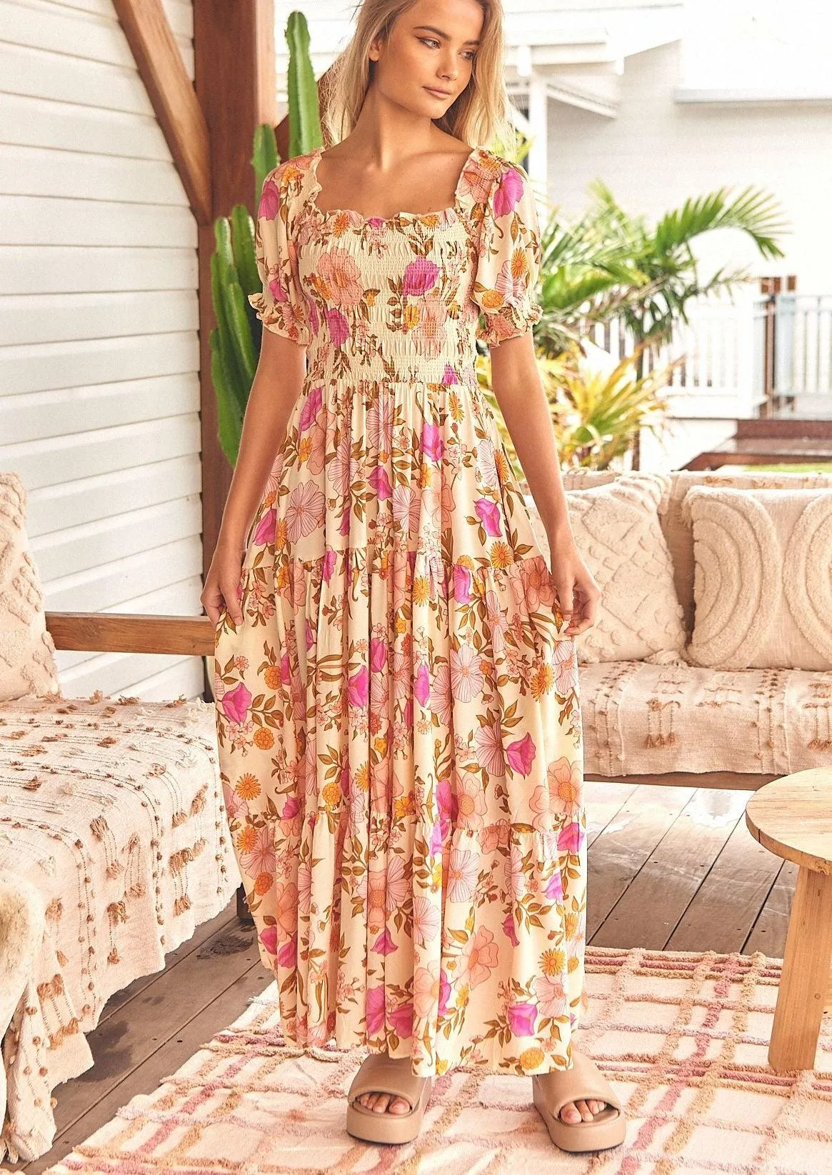 Amaya Print Claudette Maxi Dress