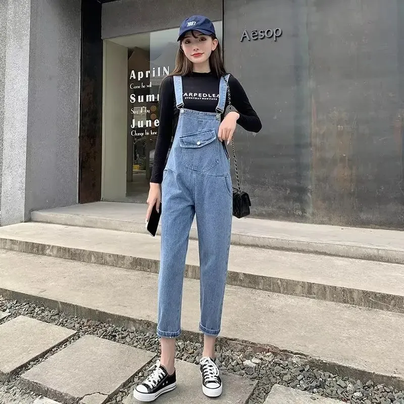 Amy Fashion - Denim Jumpsuits Women Pant Woman High Waist Denim Pants Wide Leg Denim Clothing Blue Vintage Quality Fashion Jean