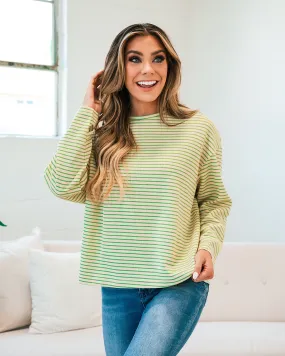 Angela Cream and Lime Striped Sweater