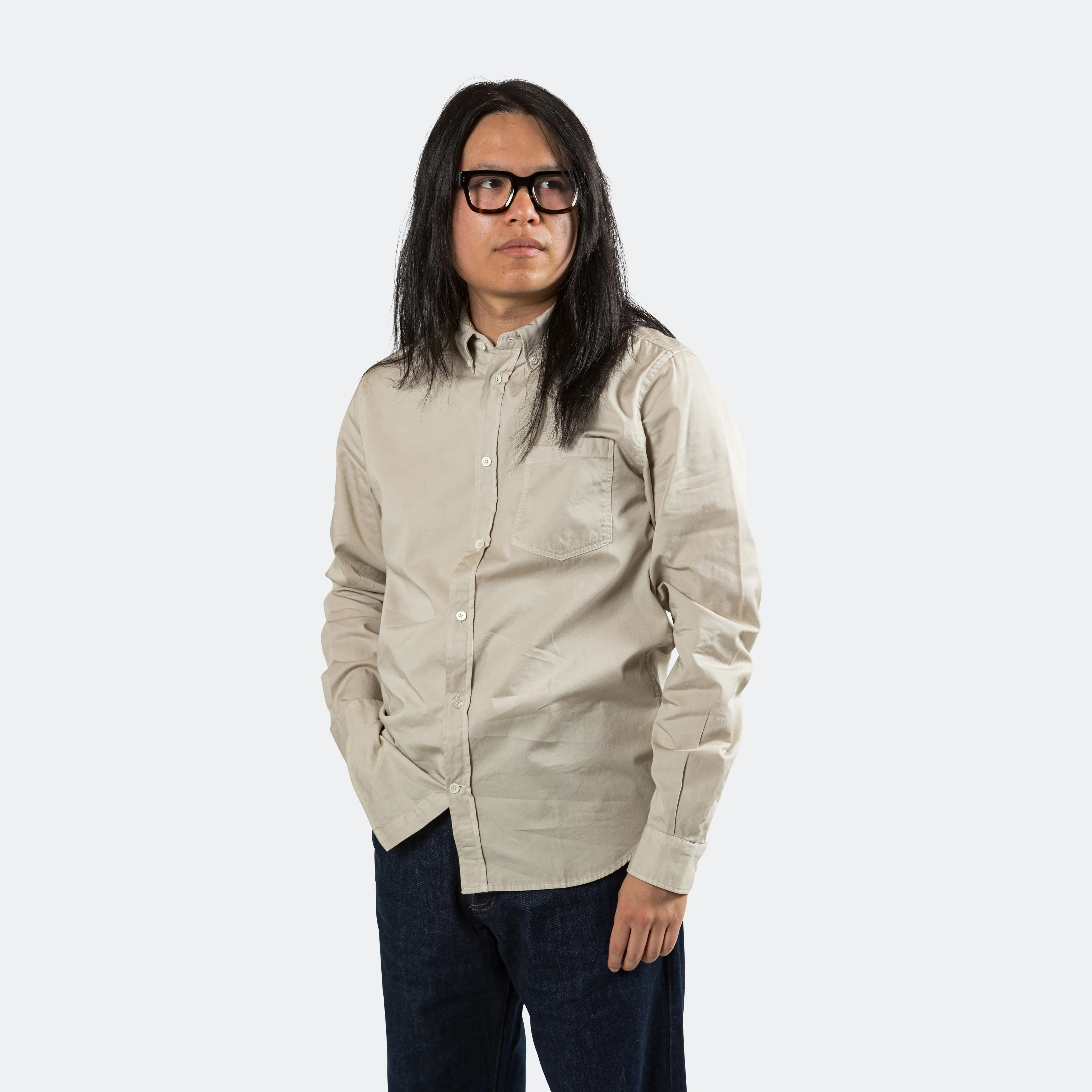 Anton Light Twill Shirt - Oatmeal